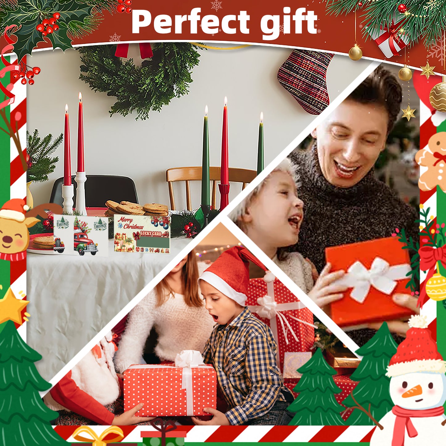 10PCS DIY Xmas Diamond Art Crystal Scratch Card Handmade Gift Card (Christmas)