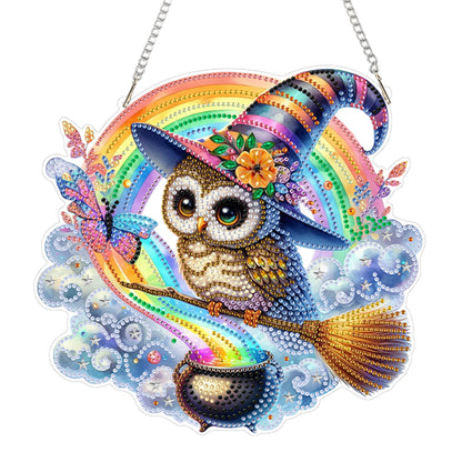 2D Flat DIY Hanging Diamond Art Kits DIY Home Decor Hanging Charm (Owl)