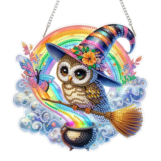 2D Flat DIY Hanging Diamond Art Kits DIY Home Decor Hanging Charm (Owl)