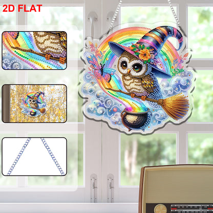 2D Flat DIY Hanging Diamond Art Kits DIY Home Decor Hanging Charm (Owl)