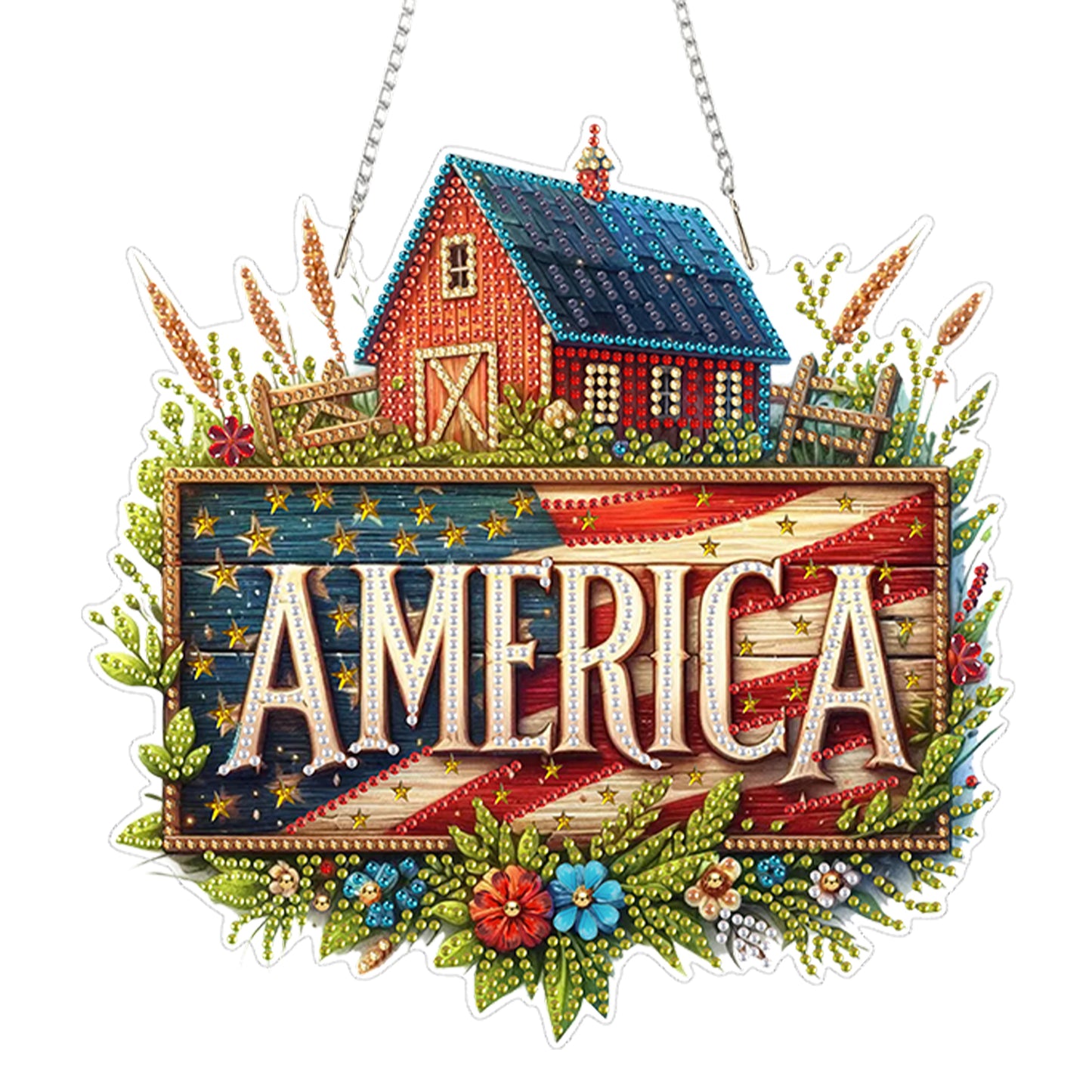 2D Flat DIY Hanging Diamond Art Kits DIY Home Decor Hanging Charm (Home)