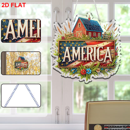 2D Flat DIY Hanging Diamond Art Kits DIY Home Decor Hanging Charm (Home)