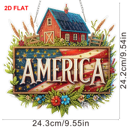 2D Flat DIY Hanging Diamond Art Kits DIY Home Decor Hanging Charm (Home)