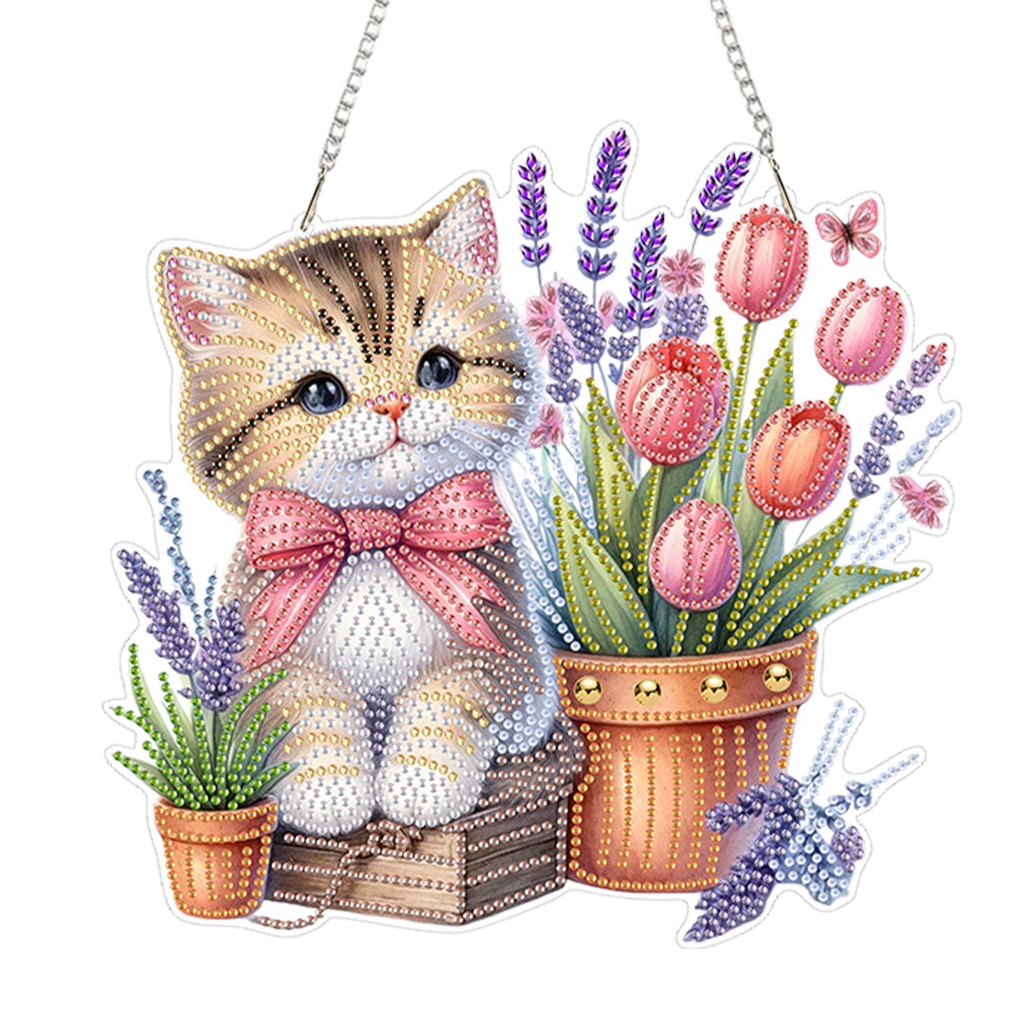 2D Flat DIY Hanging Diamond Art Kits DIY Home Decor Hanging Charm (Cat)