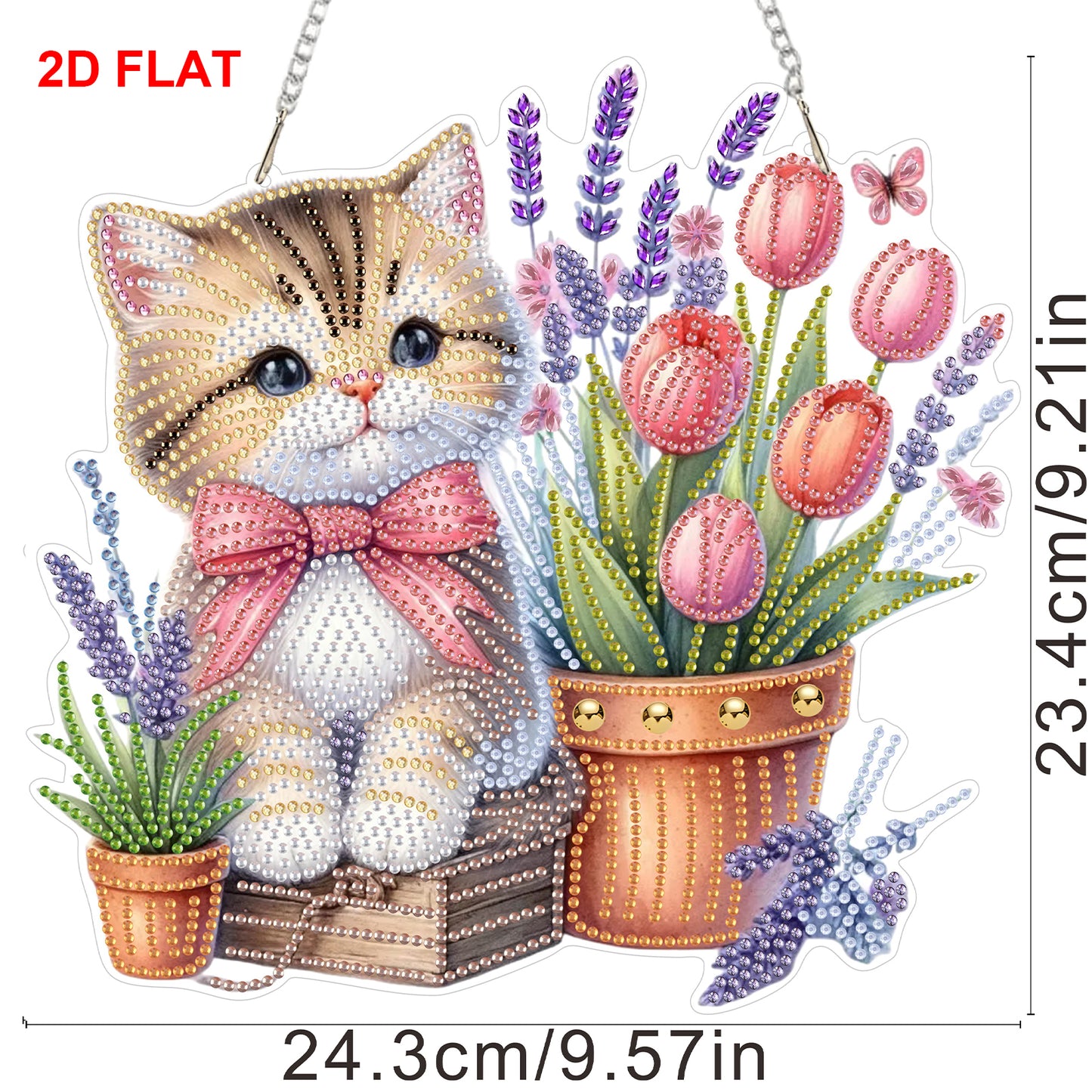 2D Flat DIY Hanging Diamond Art Kits DIY Home Decor Hanging Charm (Cat)