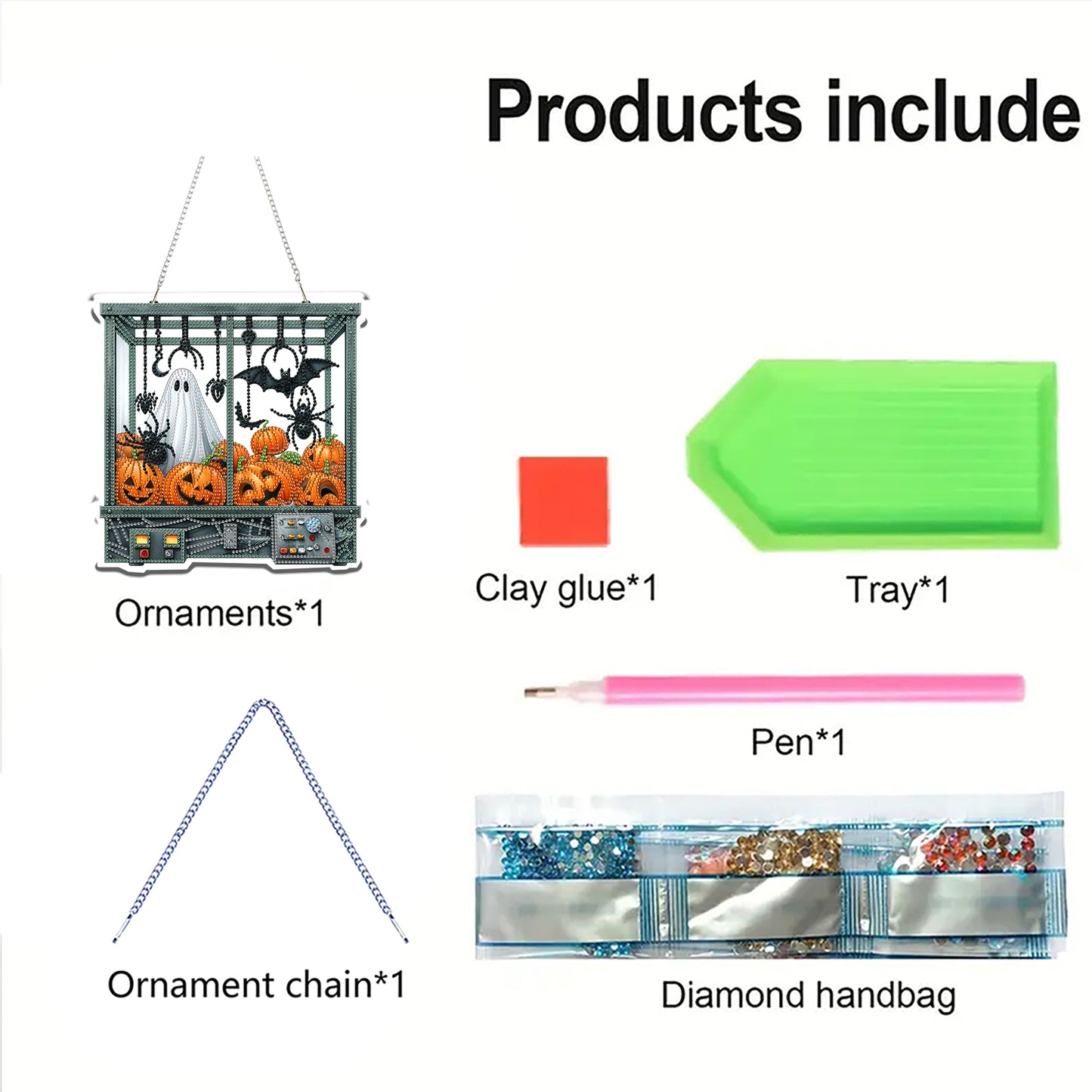 2D Flat DIY Hanging Diamond Art Kits DIY Home Decor Hanging Charm (Halloween)