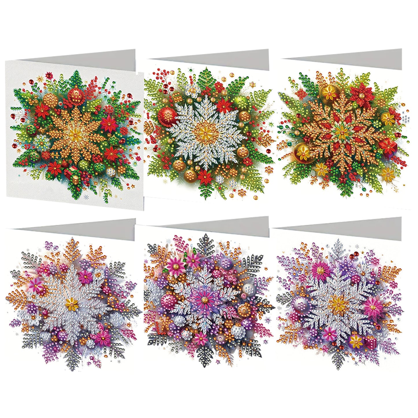 6PCS DIY Diamond Art Greeting Cards Congratulations Cards Gifts (Snowflakes)