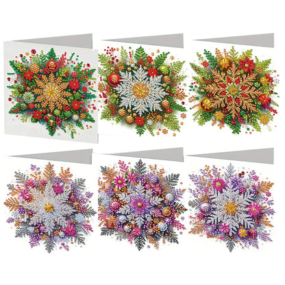 6PCS DIY Diamond Art Greeting Cards Congratulations Cards Gifts (Snowflakes)