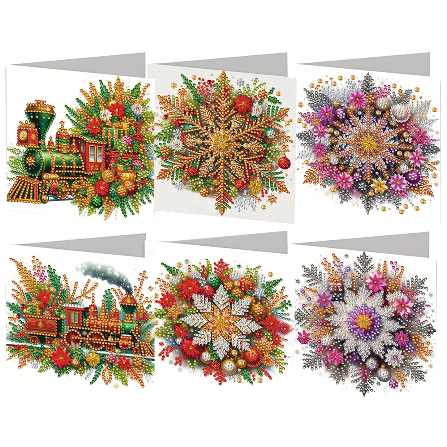 6PCS DIY Diamond Art Greeting Cards Set Congratulations Cards Gifts (Train)