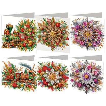 6PCS DIY Diamond Art Greeting Cards Set Congratulations Cards Gifts (Train)