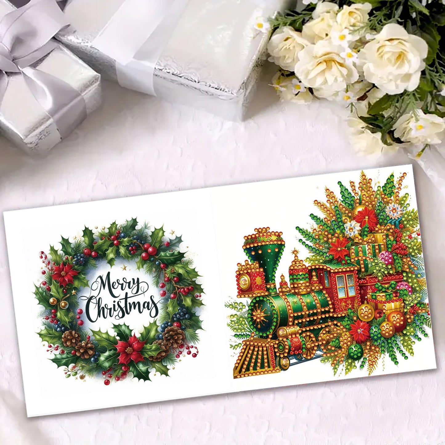 6PCS DIY Diamond Art Greeting Cards Set Congratulations Cards Gifts (Train)