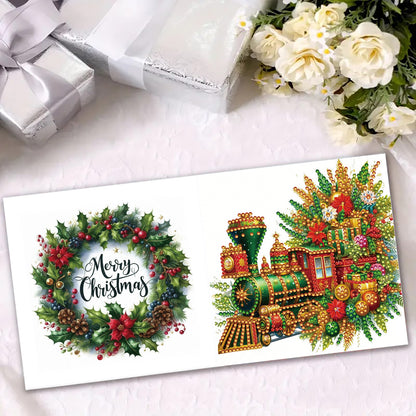 6PCS DIY Diamond Art Greeting Cards Set Congratulations Cards Gifts (Train)