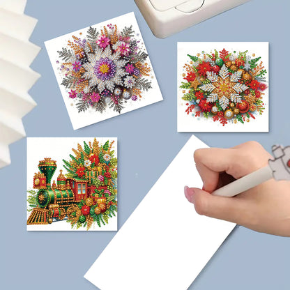 6PCS DIY Diamond Art Greeting Cards Set Congratulations Cards Gifts (Train)