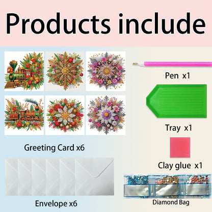 6PCS DIY Diamond Art Greeting Cards Set Congratulations Cards Gifts (Train)