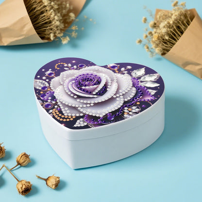 Rose DIY Diamond Painting Heart-Shaped Jewelry Box Decorative Storage Case