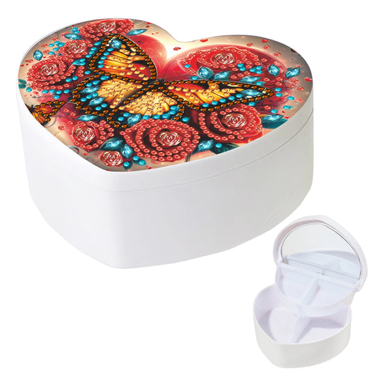 Butterfly DIY Diamond Painting Heart-Shaped Jewelry Box Decorative Storage Case