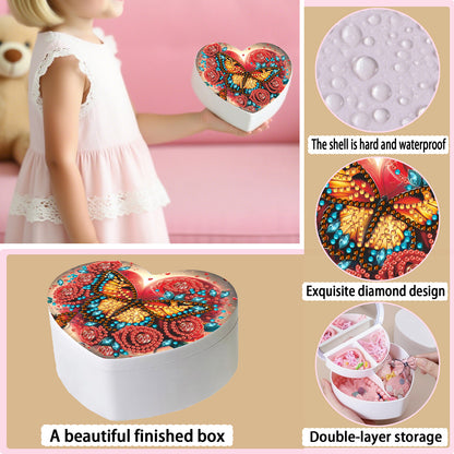 Butterfly DIY Diamond Painting Heart-Shaped Jewelry Box Decorative Storage Case