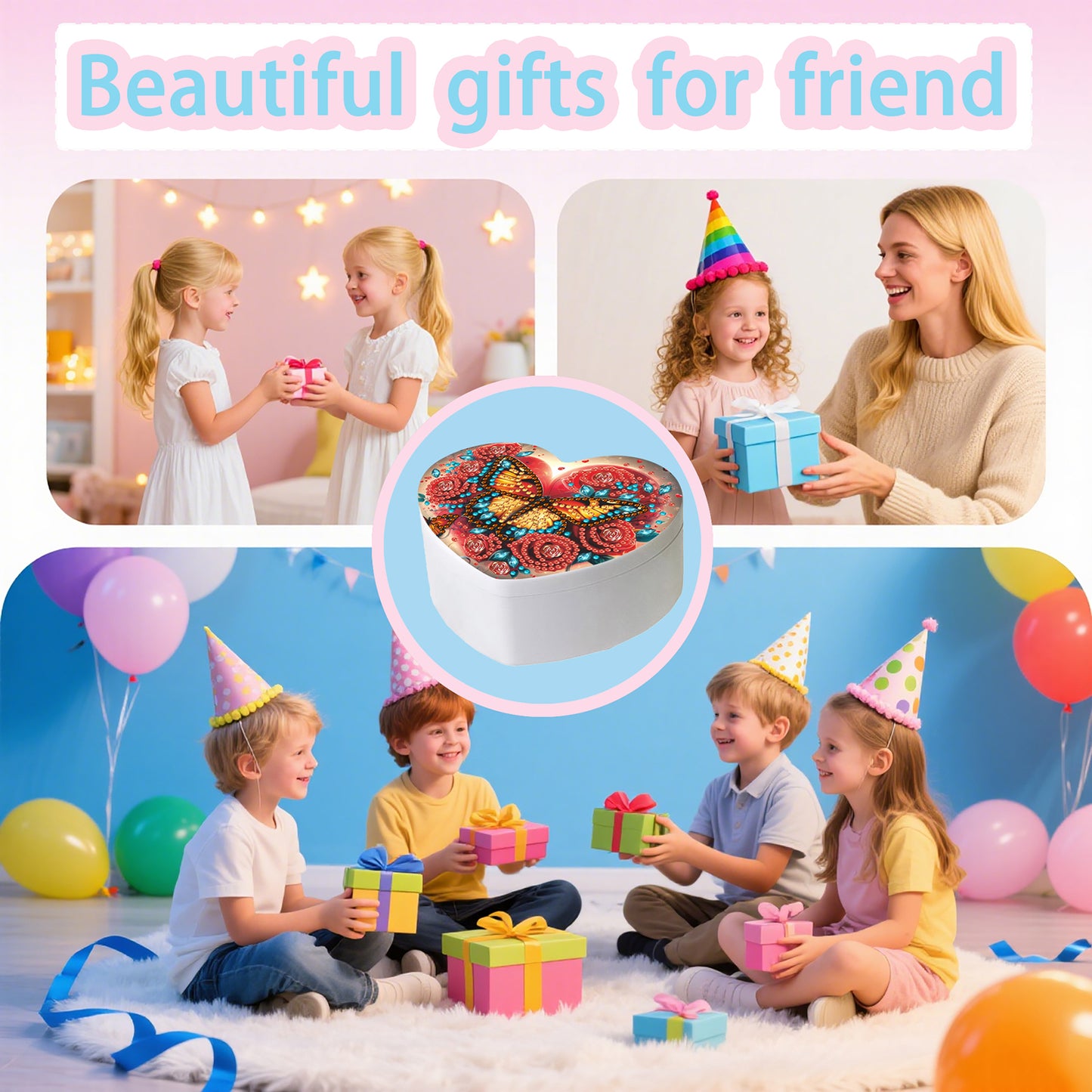 Butterfly DIY Diamond Painting Heart-Shaped Jewelry Box Decorative Storage Case