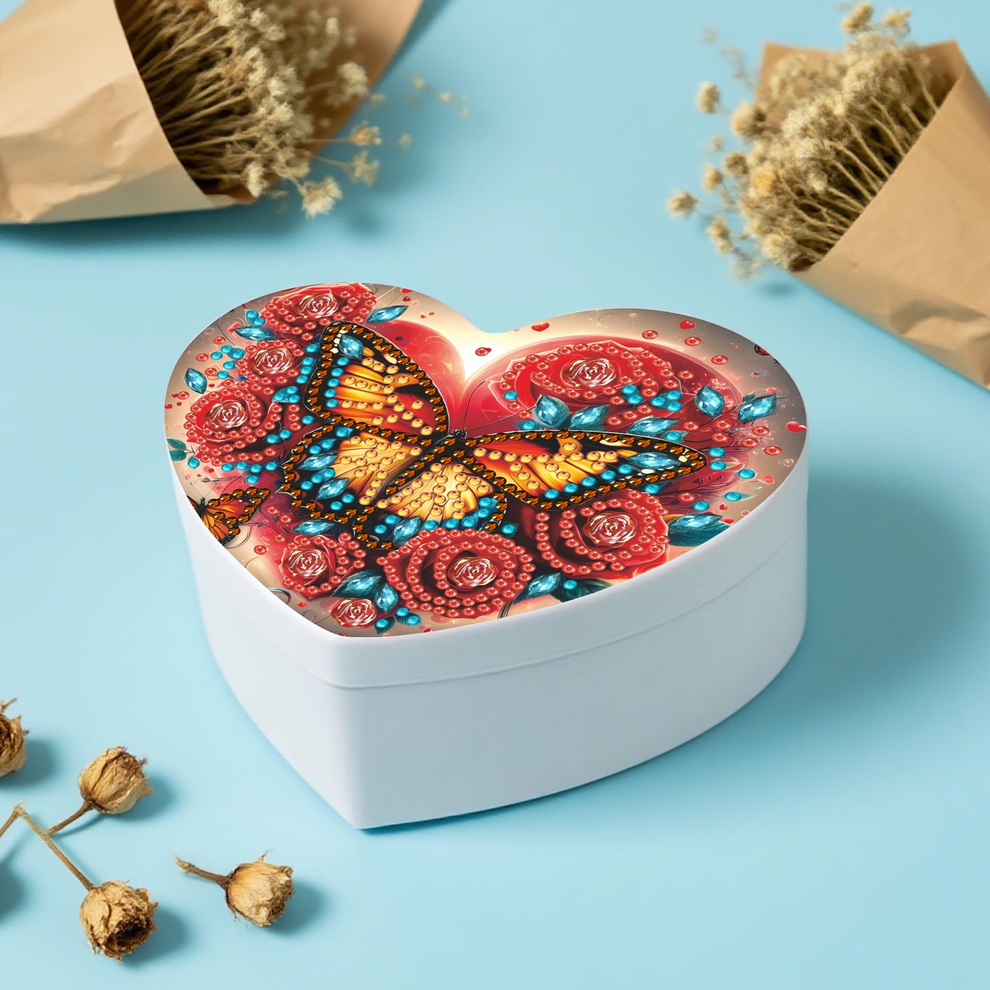 Butterfly DIY Diamond Painting Heart-Shaped Jewelry Box Decorative Storage Case