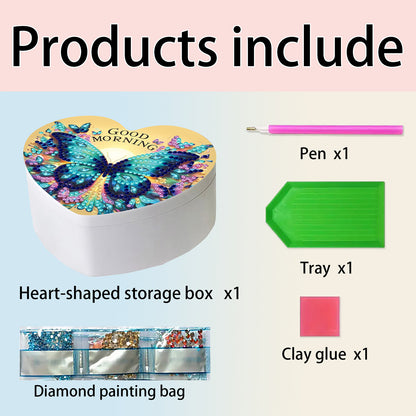 Butterfly DIY Diamond Painting Heart-Shaped Jewelry Box Decorative Storage Case