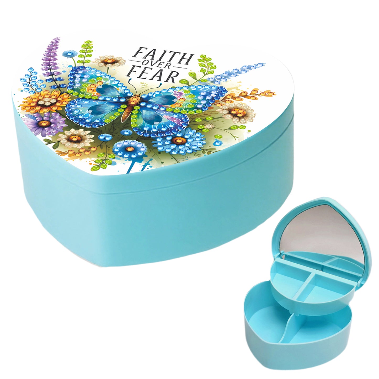 Butterfly DIY Diamond Painting Heart-Shaped Jewelry Box Decorative Storage Case