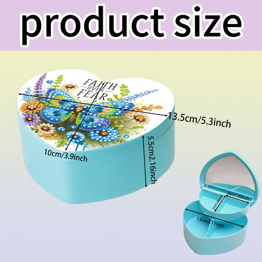 Butterfly DIY Diamond Painting Heart-Shaped Jewelry Box Decorative Storage Case