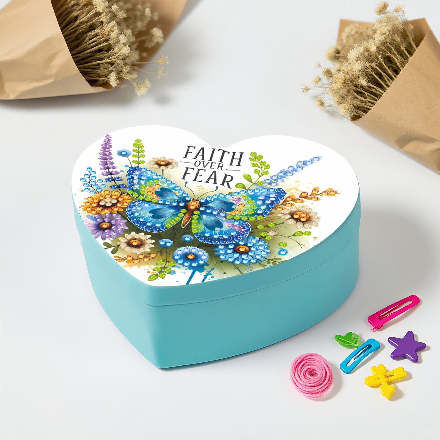 Butterfly DIY Diamond Painting Heart-Shaped Jewelry Box Decorative Storage Case