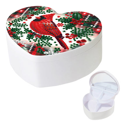 Cardinal DIY Diamond Painting Heart-Shaped Jewelry Box Decorative Storage Case