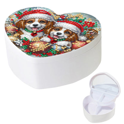 Dog DIY Diamond Painting Heart-Shaped Jewelry Box Decorative Storage Case