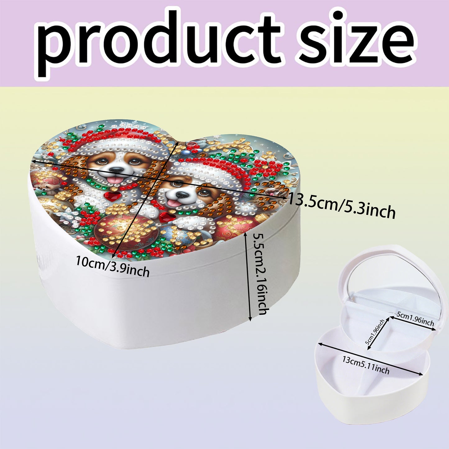 Dog DIY Diamond Painting Heart-Shaped Jewelry Box Decorative Storage Case