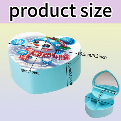 Snowman DIY Diamond Painting Heart-Shaped Jewelry Box Decorative Storage Case