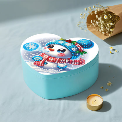 Snowman DIY Diamond Painting Heart-Shaped Jewelry Box Decorative Storage Case