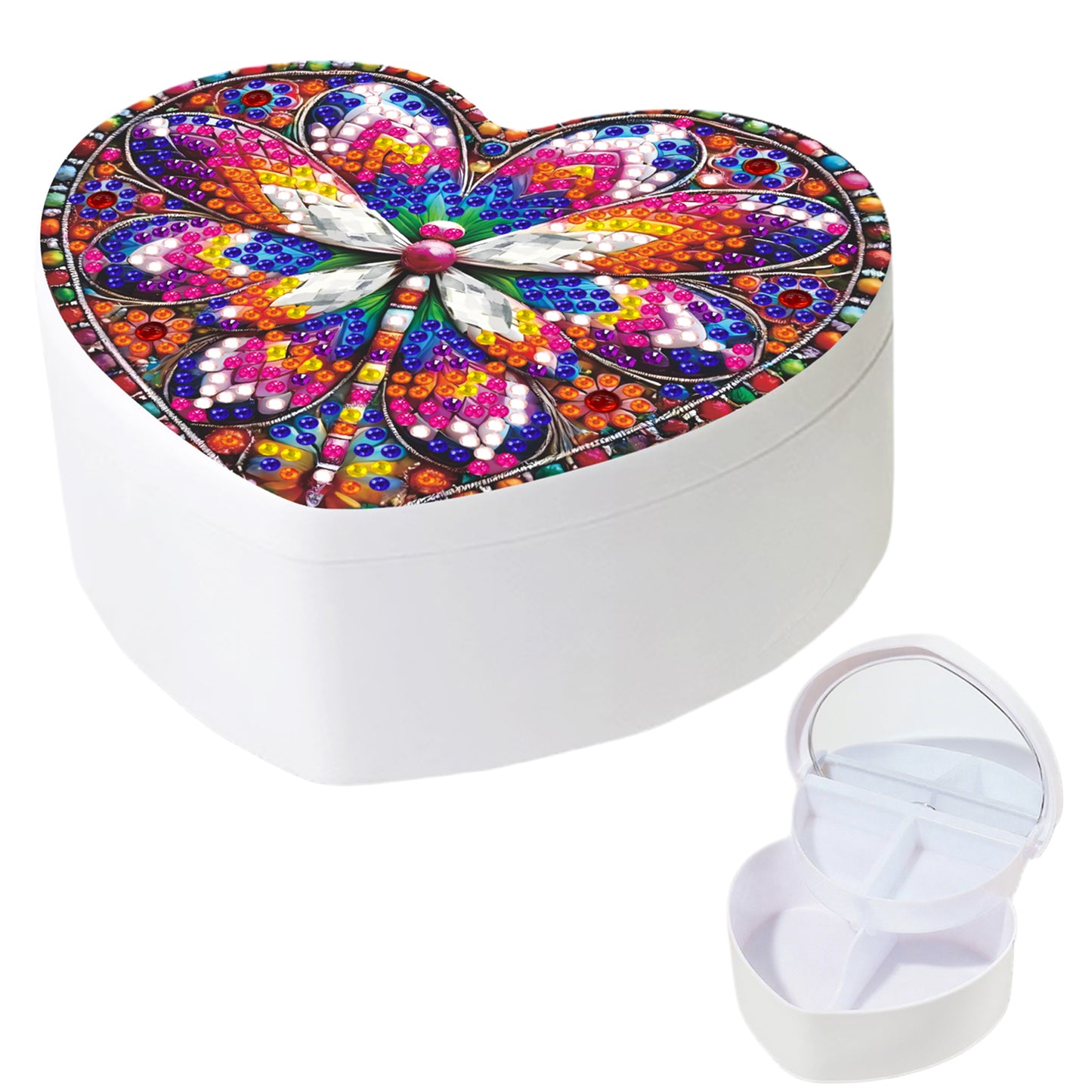 Dragonfly DIY Diamond Painting Heart-Shaped Jewelry Box Decorative Storage Case