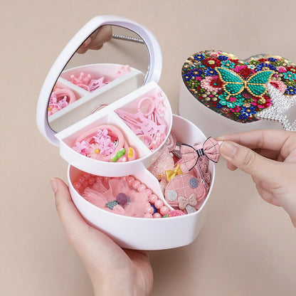 Butterfly DIY Diamond Painting Heart-Shaped Jewelry Box Decorative Storage Case