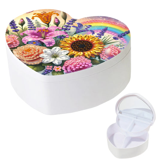 Rainbow DIY Diamond Painting Heart-Shaped Jewelry Box Decorative Storage Case