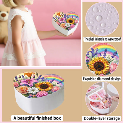 Rainbow DIY Diamond Painting Heart-Shaped Jewelry Box Decorative Storage Case