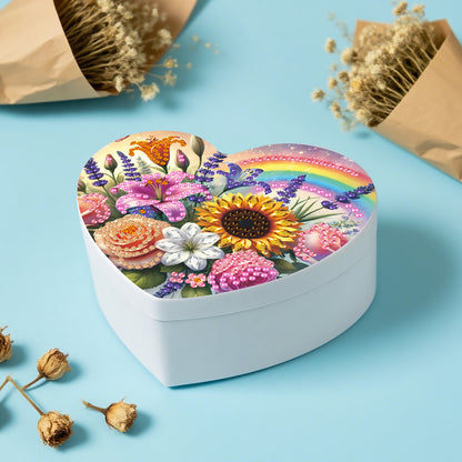 Rainbow DIY Diamond Painting Heart-Shaped Jewelry Box Decorative Storage Case