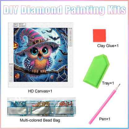 Halloween Owl - Special Shaped Drill Diamond Painting 30*30CM