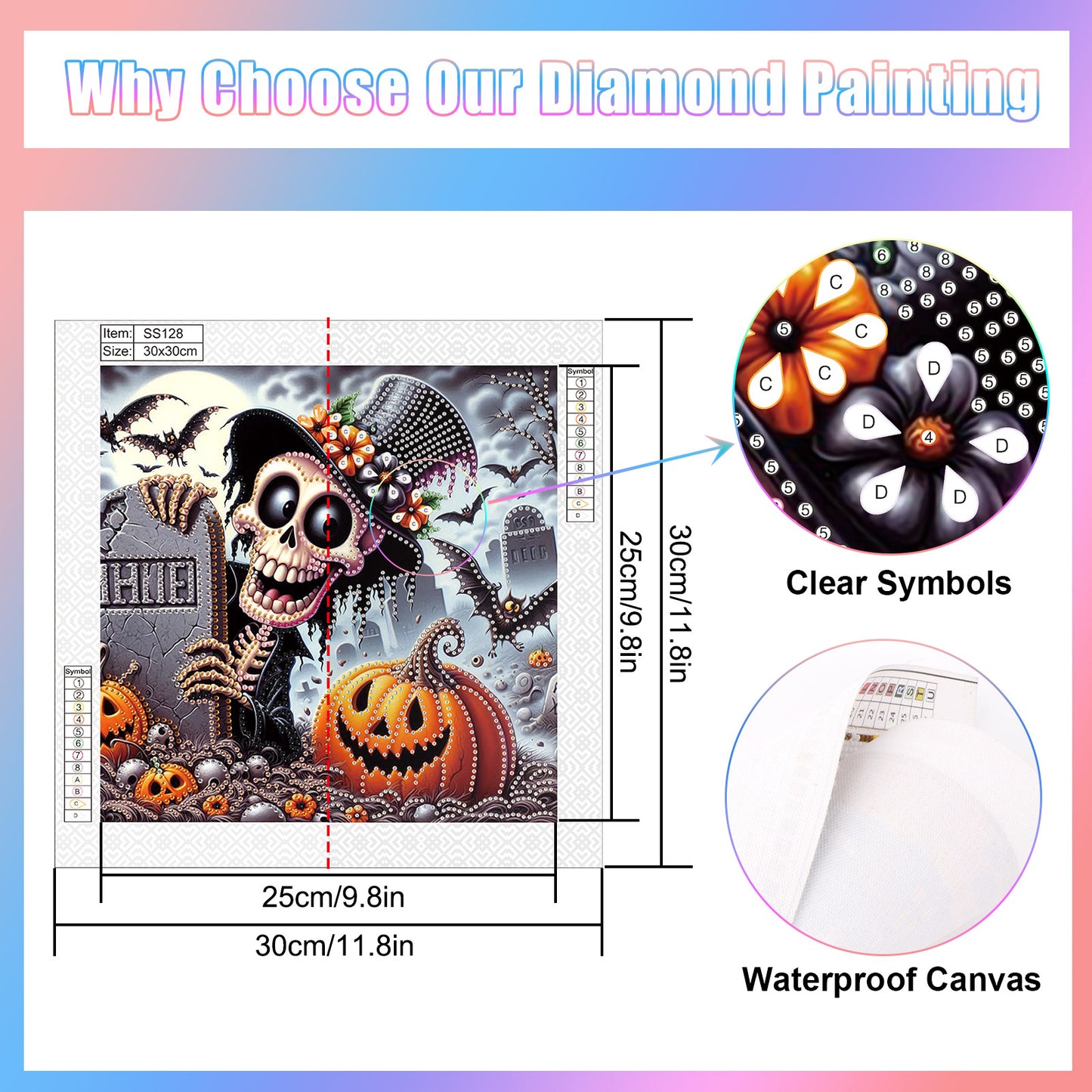 Halloween Skull Pumpkin - Special Shaped Drill Diamond Painting 30*30CM