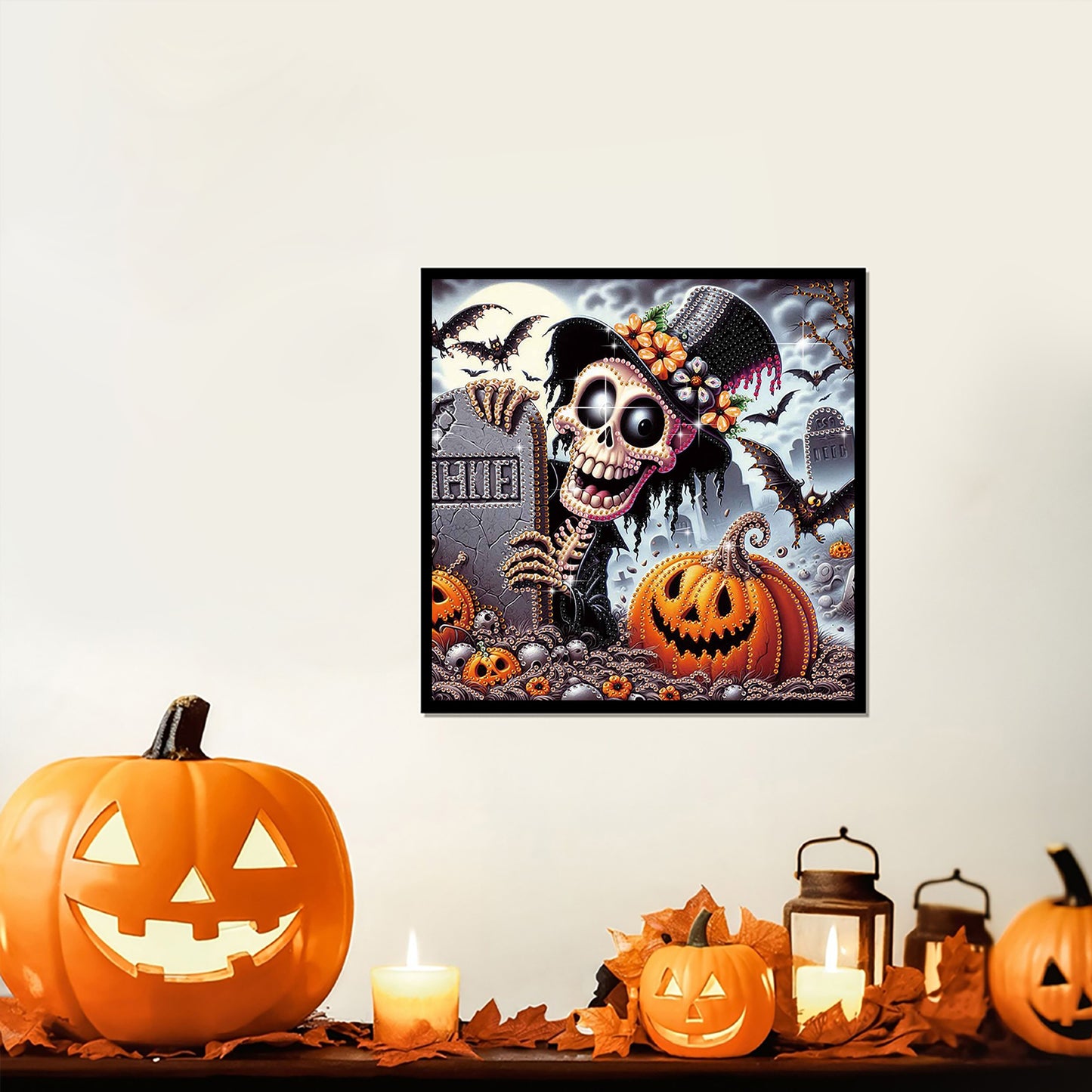Halloween Skull Pumpkin - Special Shaped Drill Diamond Painting 30*30CM