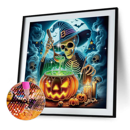 Halloween Skull Pumpkin - Special Shaped Drill Diamond Painting 30*30CM