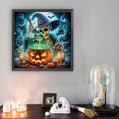 Halloween Skull Pumpkin - Special Shaped Drill Diamond Painting 30*30CM