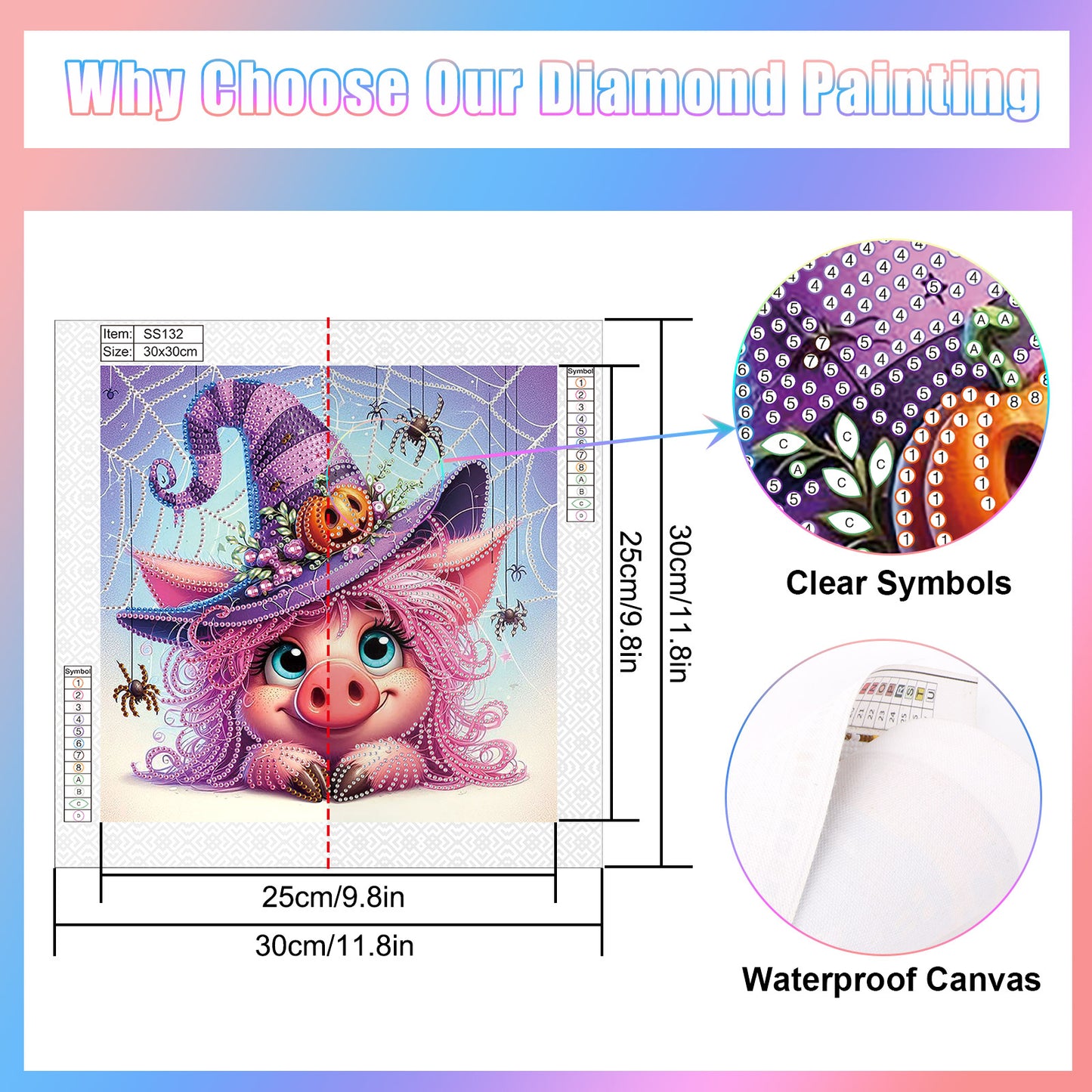 Pink Halloween Pig - Special Shaped Drill Diamond Painting 30*30CM