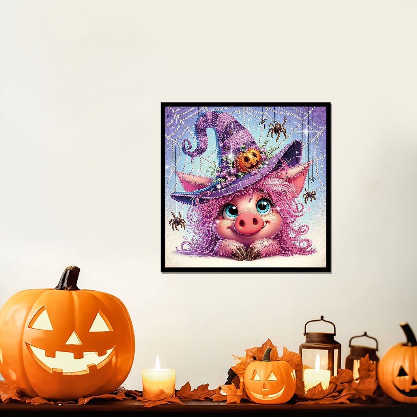 Pink Halloween Pig - Special Shaped Drill Diamond Painting 30*30CM