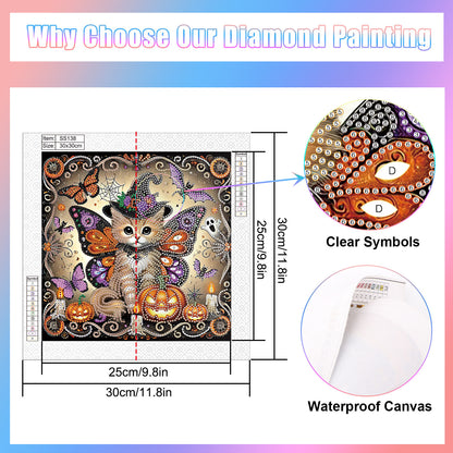 Halloween Cat - Special Shaped Drill Diamond Painting 30*30CM