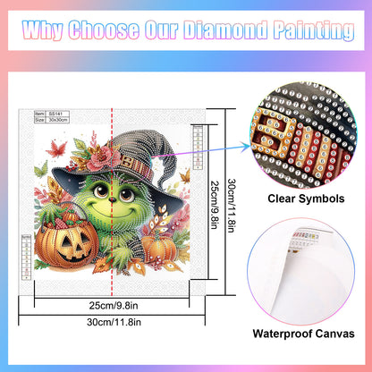 Green Furry Halloween Monster - Special Shaped Drill Diamond Painting 30*30CM