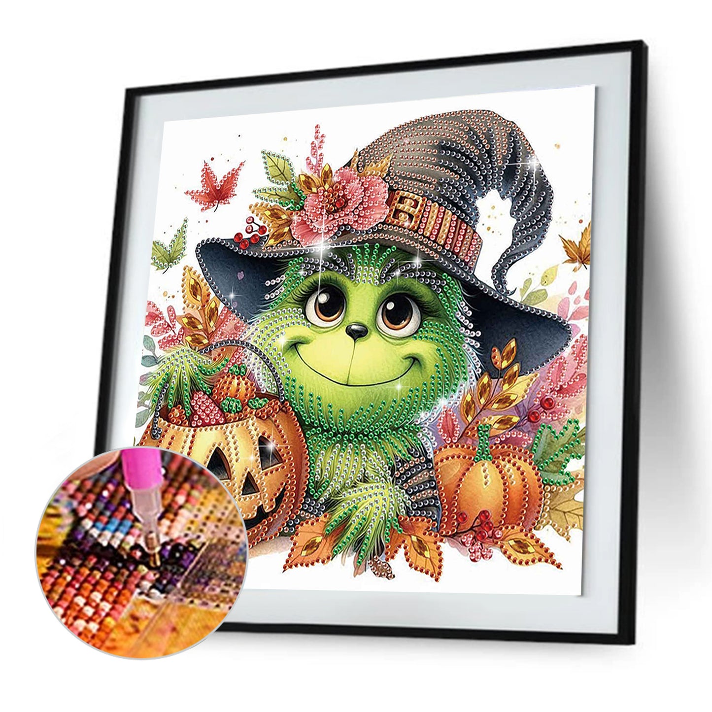 Green Furry Halloween Monster - Special Shaped Drill Diamond Painting 30*30CM