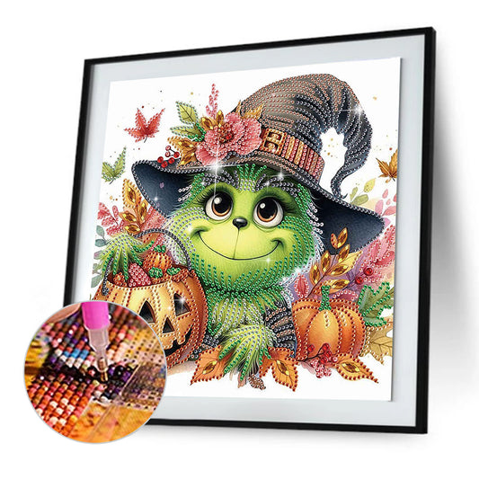 Green Furry Halloween Monster - Special Shaped Drill Diamond Painting 30*30CM