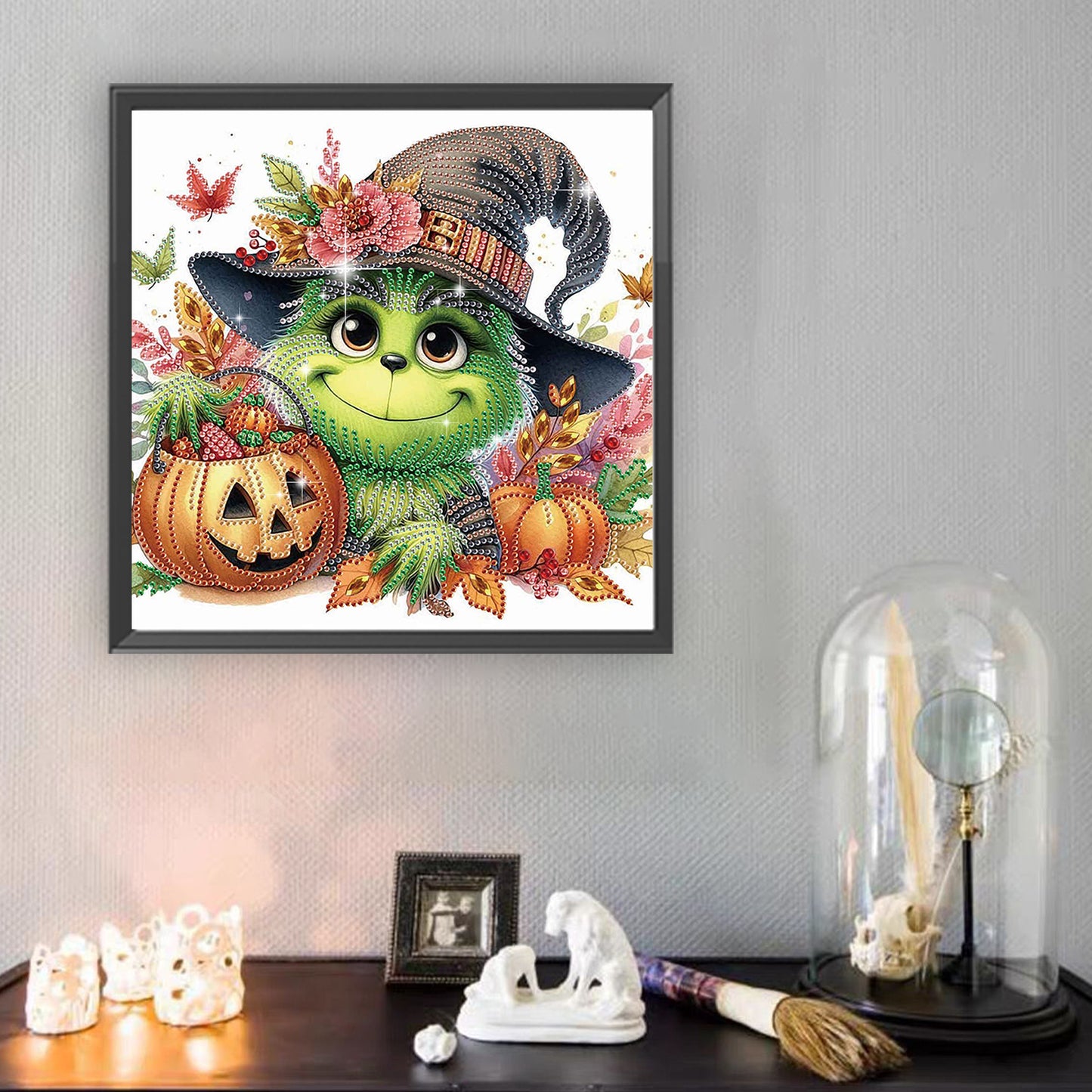 Green Furry Halloween Monster - Special Shaped Drill Diamond Painting 30*30CM