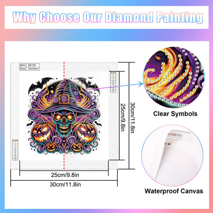 Halloween Pumpkin And Skull - Special Shaped Drill Diamond Painting 30*30CM